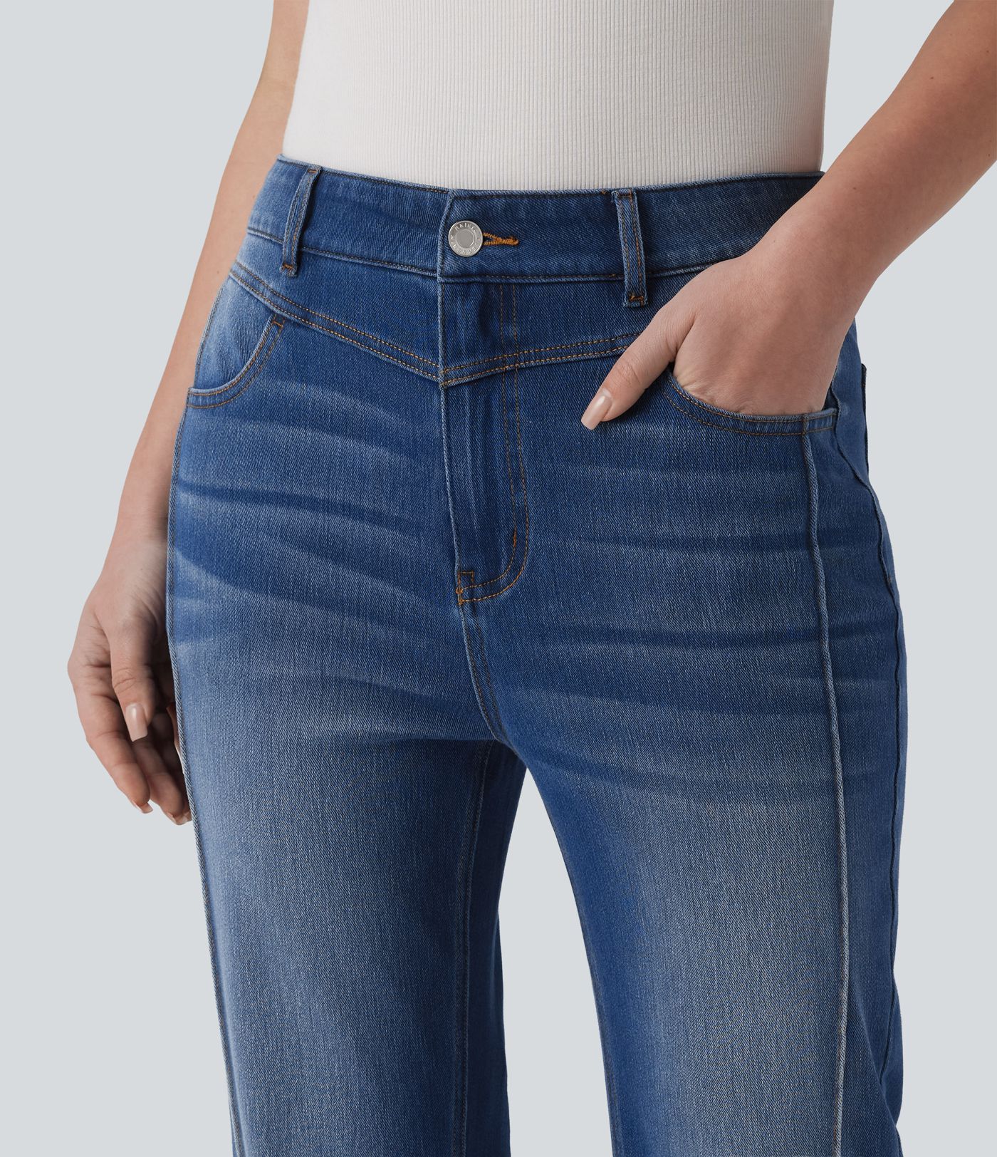 Halara Flex™ High Waisted Casual Straight Leg Jeans with Pockets