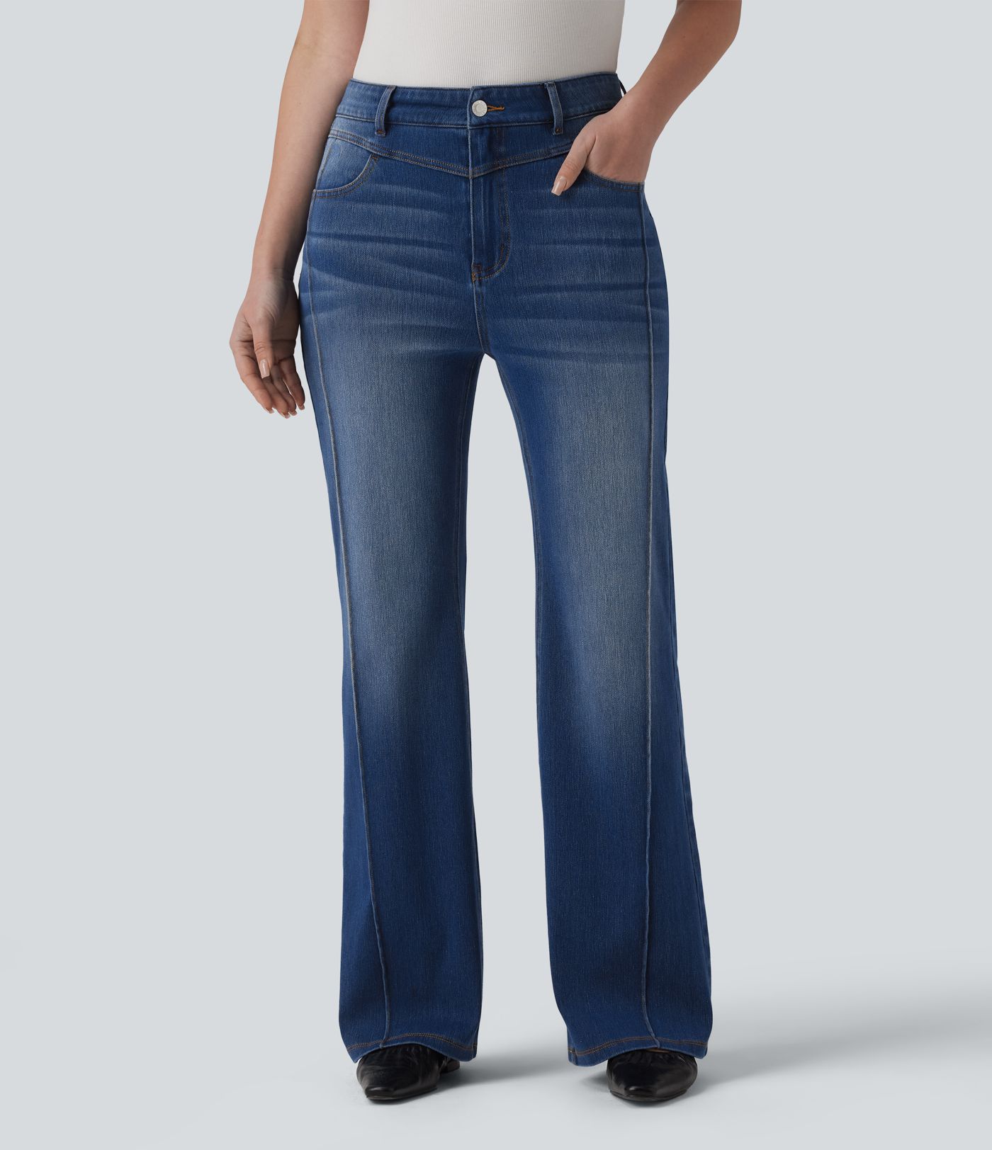 Halara Flex™ High Waisted Casual Straight Leg Jeans with Pockets