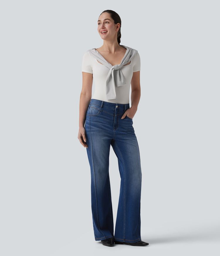 Halara Flex™ High Waisted Casual Straight Leg Jeans with Pockets