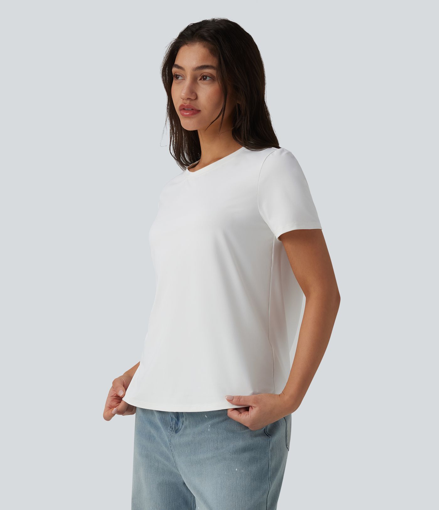 T-shirt décontracté à col rond et manches courtes - UPF40+