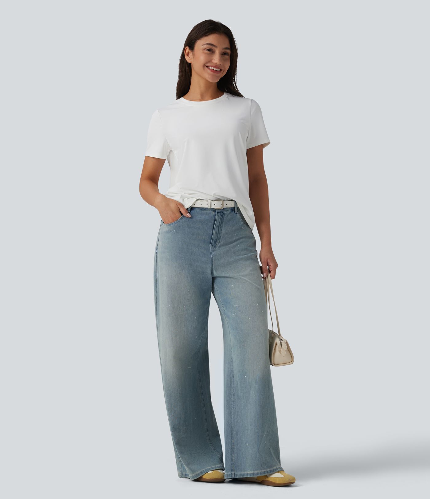 T-shirt décontracté à col rond et manches courtes - UPF40+