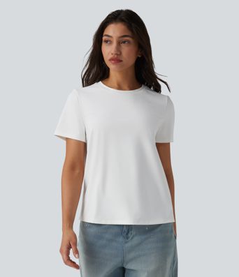 T-shirt décontracté à col rond et manches courtes - UPF40+