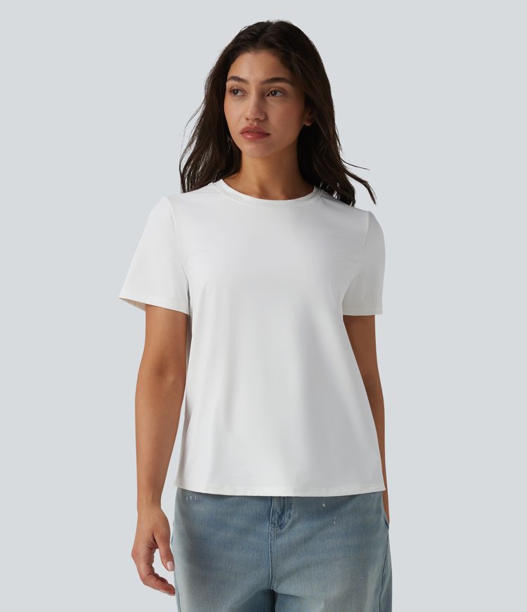 T-shirt décontracté à col rond et manches courtes - UPF40+