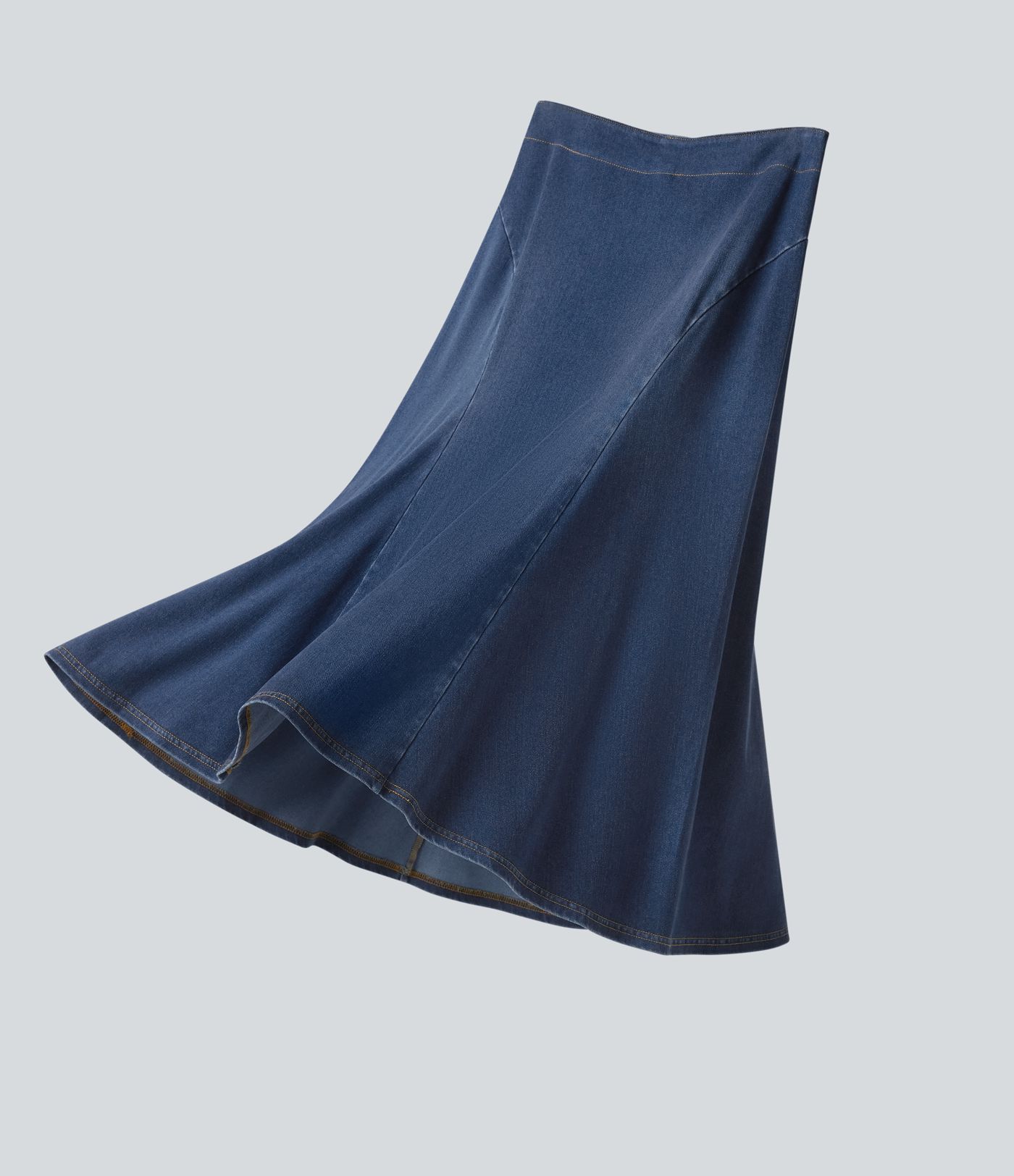 Halara Flex™ Denim High Waisted Midi Draped Lyocell Washed Casual Mermaid Skirt