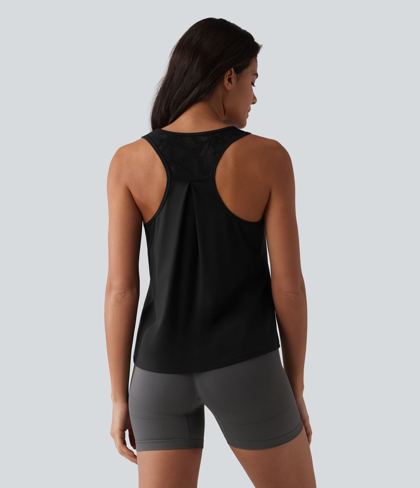 SoftlyZero™ ademende racerback-tanktop voor workouts met contrasterend kant en koel aanvoelende stof - UPF50+
