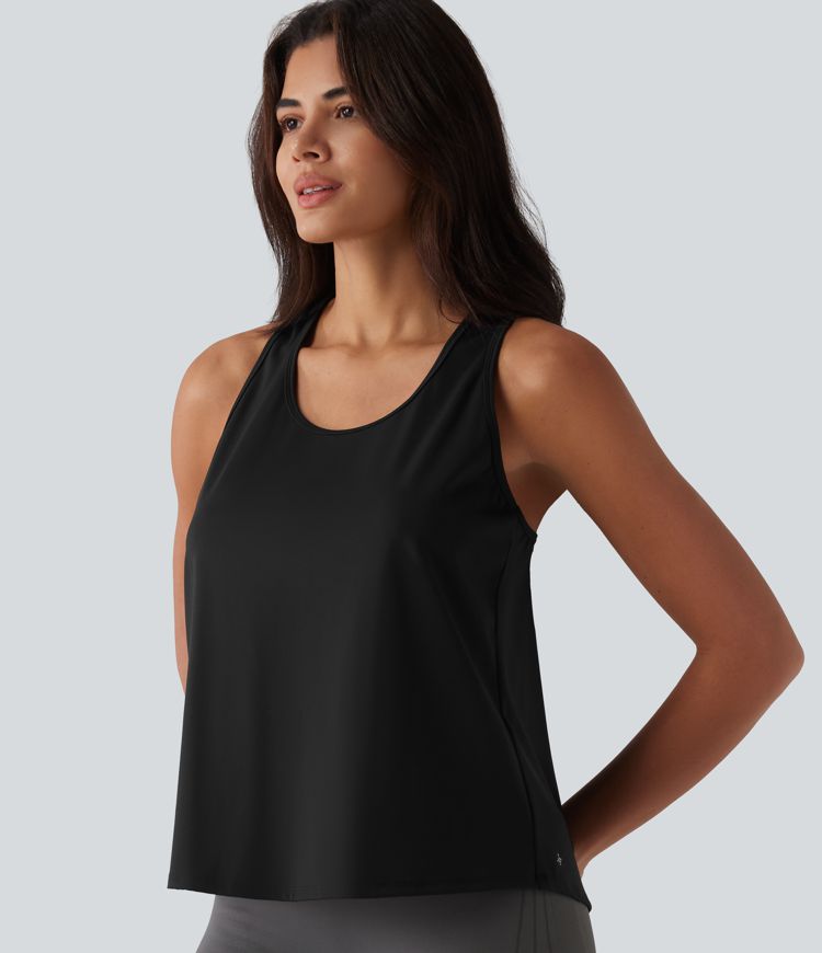 SoftlyZero™ ademende racerback-tanktop voor workouts met contrasterend kant en koel aanvoelende stof - UPF50+