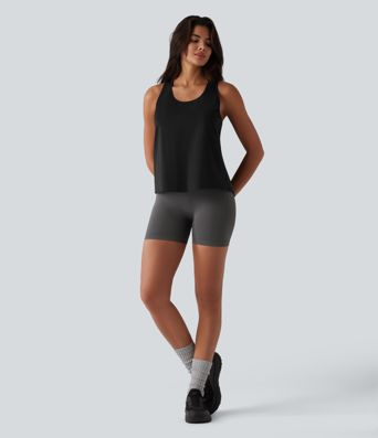 SoftlyZero™ ademende racerback-tanktop voor workouts met contrasterend kant en koel aanvoelende stof - UPF50+