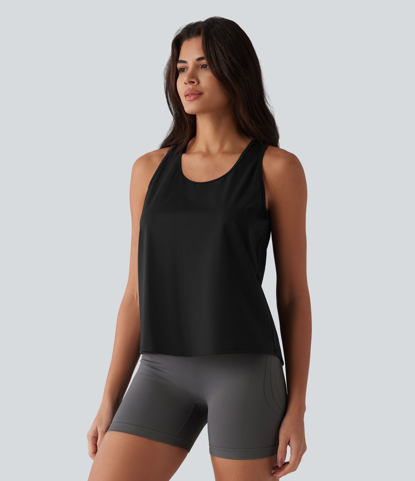 SoftlyZero™ ademende racerback-tanktop voor workouts met contrasterend kant en koel aanvoelende stof - UPF50+