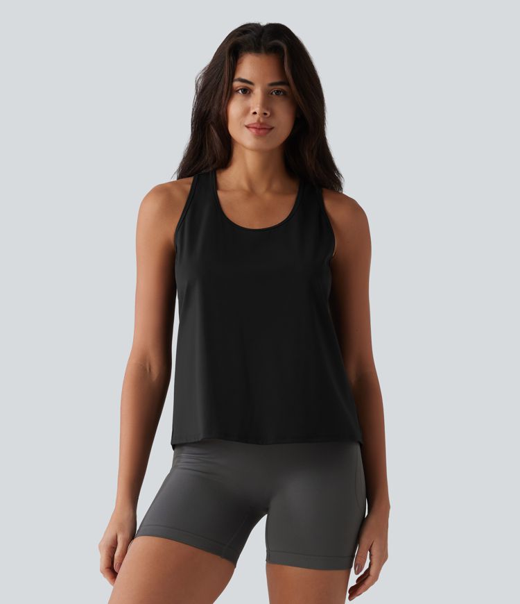 SoftlyZero™ ademende racerback-tanktop voor workouts met contrasterend kant en koel aanvoelende stof - UPF50+