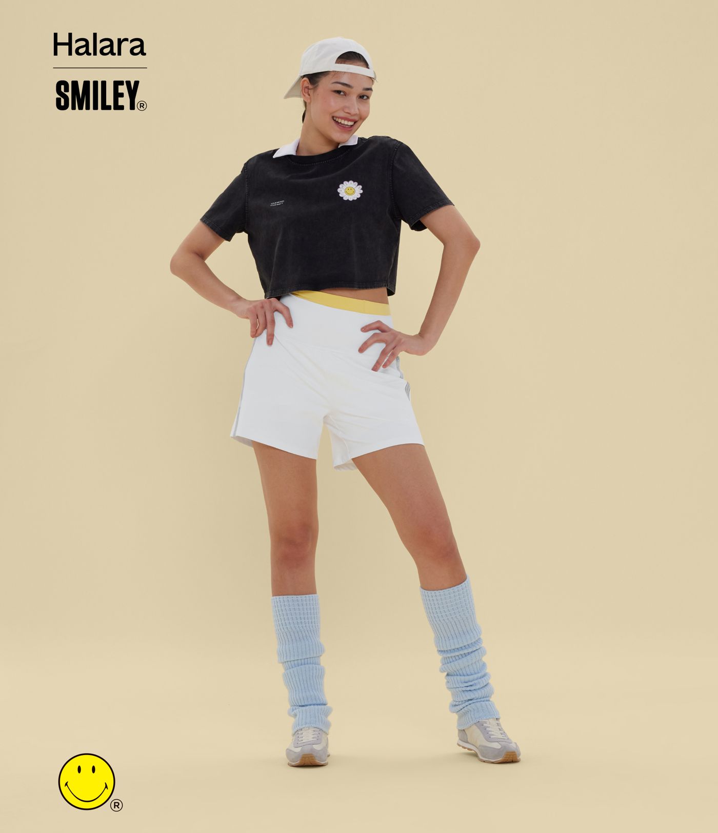 Halara X Smiley SoftlyZero™ Airy Super High Waisted 2-in-1 Cool Touch Yoga Shorts 5'' with Pockets-Longer Length