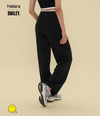 Halara X Smiley® Halara UltraSculpt™ - Yogahose mit hohem Bund, Seitentaschen, Bauchkontrolle und weitem Bein Halara X Smiley® Halara UltraSculpt™ - Yogahose mit hohem Bund, Seitentaschen, Bauchkontrolle und weitem Bein