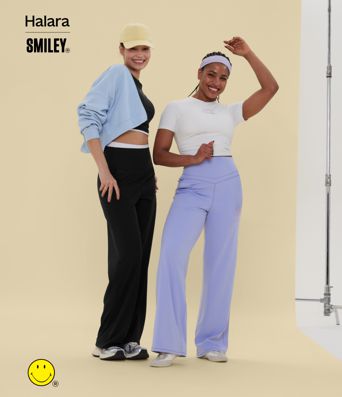 Halara X Smiley® Halara UltraSculpt™ - Yogahose mit hohem Bund, Seitentaschen, Bauchkontrolle und weitem Bein Halara X Smiley® Halara UltraSculpt™ - Yogahose mit hohem Bund, Seitentaschen, Bauchkontrolle und weitem Bein