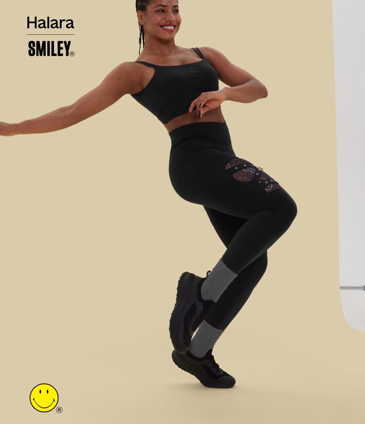 Halara X Smiley Halara UltraSculpt™ High Waisted Crossover Contrast Mesh Decorative Buckle Yoga Leggings