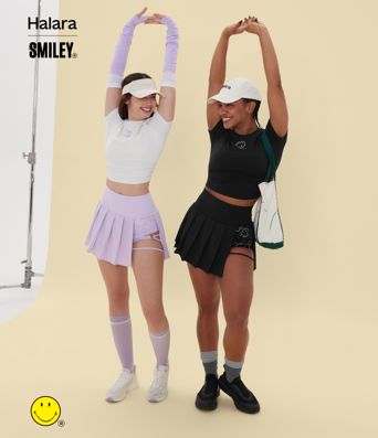 Halara X Smiley® Breezeful™ High Waisted Pleated 2-in-1 Asymmetric Hem Quick Dry Mini Dance Skirt with Pockets