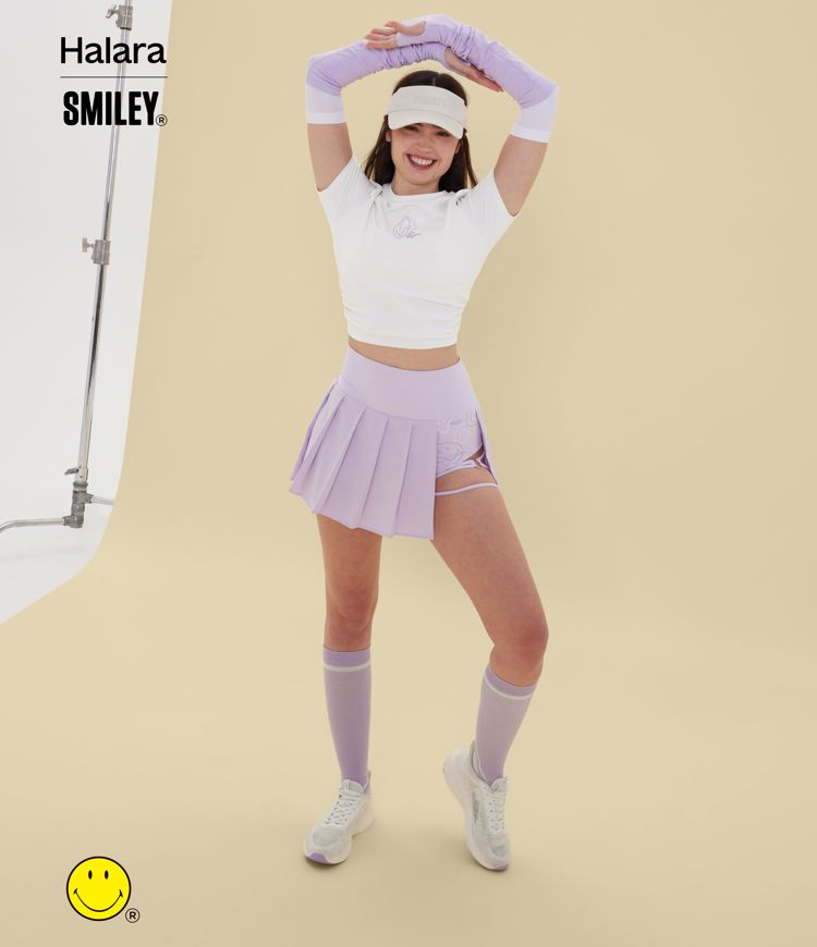 T-shirt casual cropped ajusté froncé Halara X Smiley Halara UltraSculpt™ col rond à manches courtes