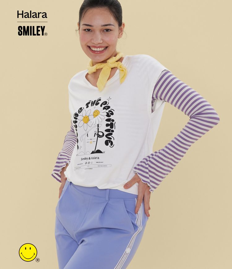 Halara X Smiley® V Neck Short Sleeve Casual T-Shirt