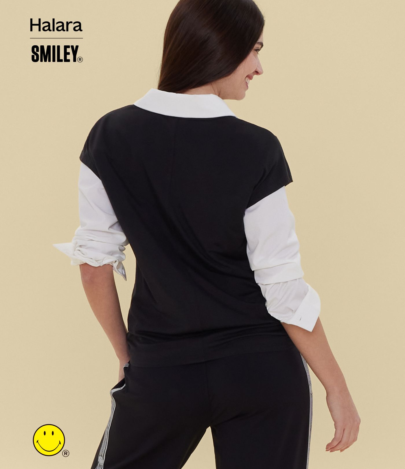 Halara X Smiley V Neck Short Sleeve Casual T-Shirt