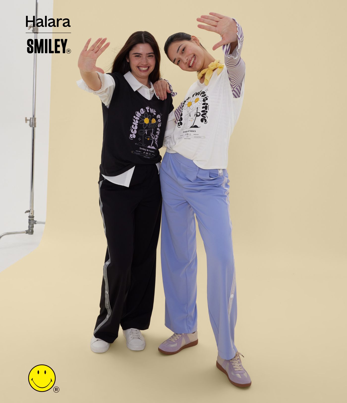 Halara X Smiley V Neck Short Sleeve Casual T-Shirt