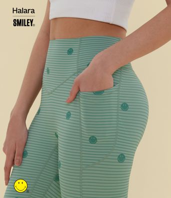 Halara X Smiley® Halara UltraSculpt™ - Formende Workout-Leggings mit hohem Bund, Seitentaschen, Booty-Scrunch und Bauchkontrolle