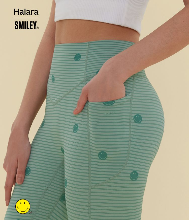 Halara X Smiley® Halara UltraSculpt™ - Formende Workout-Leggings mit hohem Bund, Seitentaschen, Booty-Scrunch und Bauchkontrolle