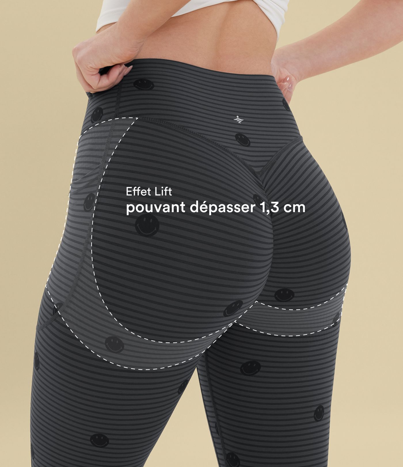 Legging de training Halara X Smiley Halara UltraSculpt™ imprimé rayures taille haute push-up froncé ventre plat avec poches