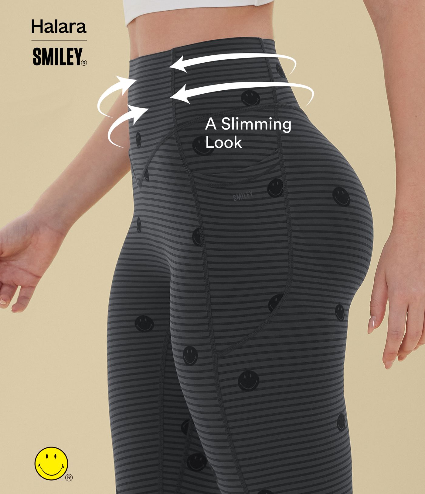 Halara X Smiley Halara UltraSculpt™ Stripe Print High Waisted Scrunch Butt Lifting Tummy Control Training Leggings with Pockets