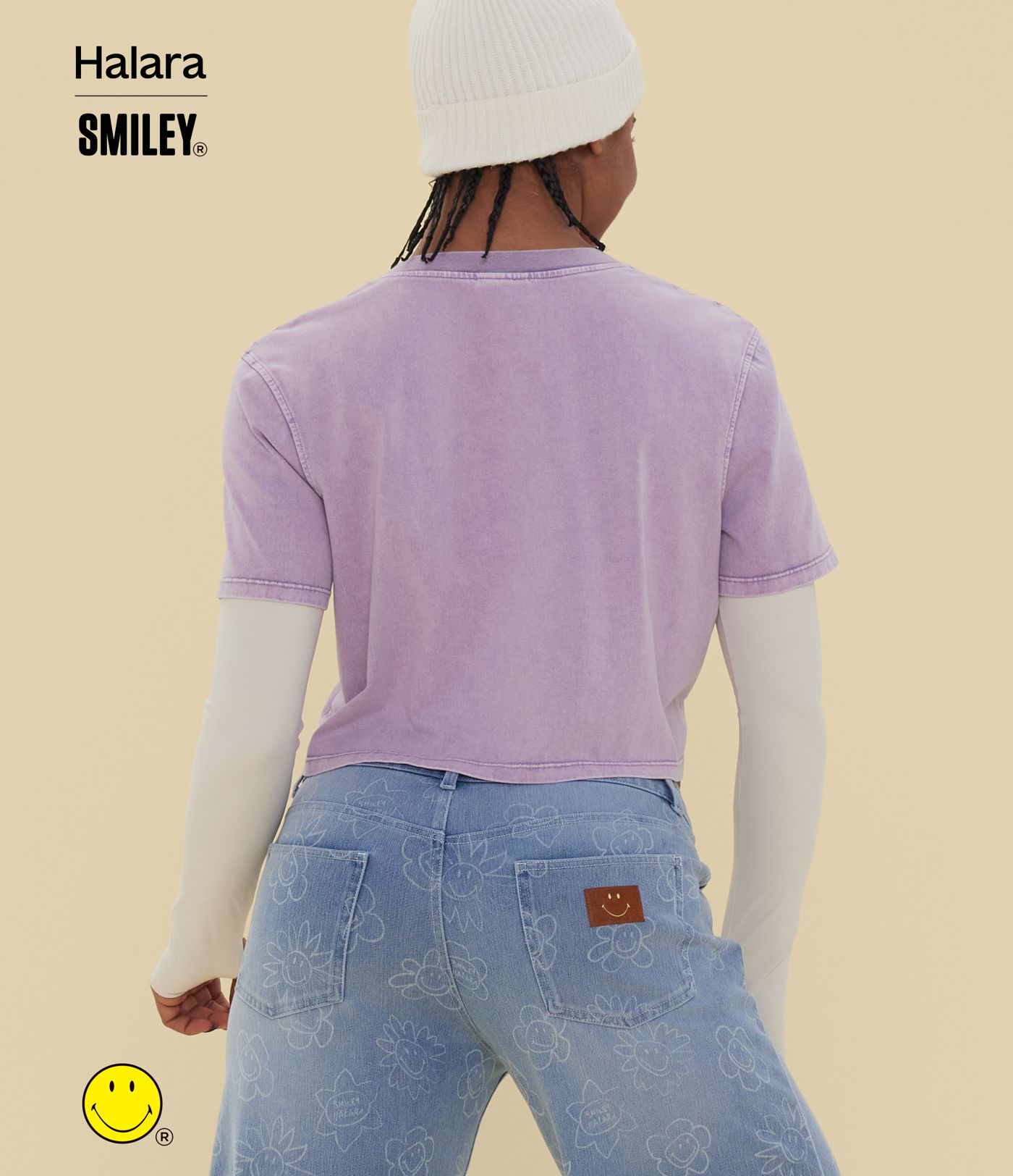 Halara X Smiley® - Lässiges T-Shirt aus Baumwolle mit Rundhalsausschnitt und kurzen Ärmeln Halara X Smiley® - Lässiges T-Shirt aus Baumwolle mit Rundhalsausschnitt und kurzen Ärmeln
