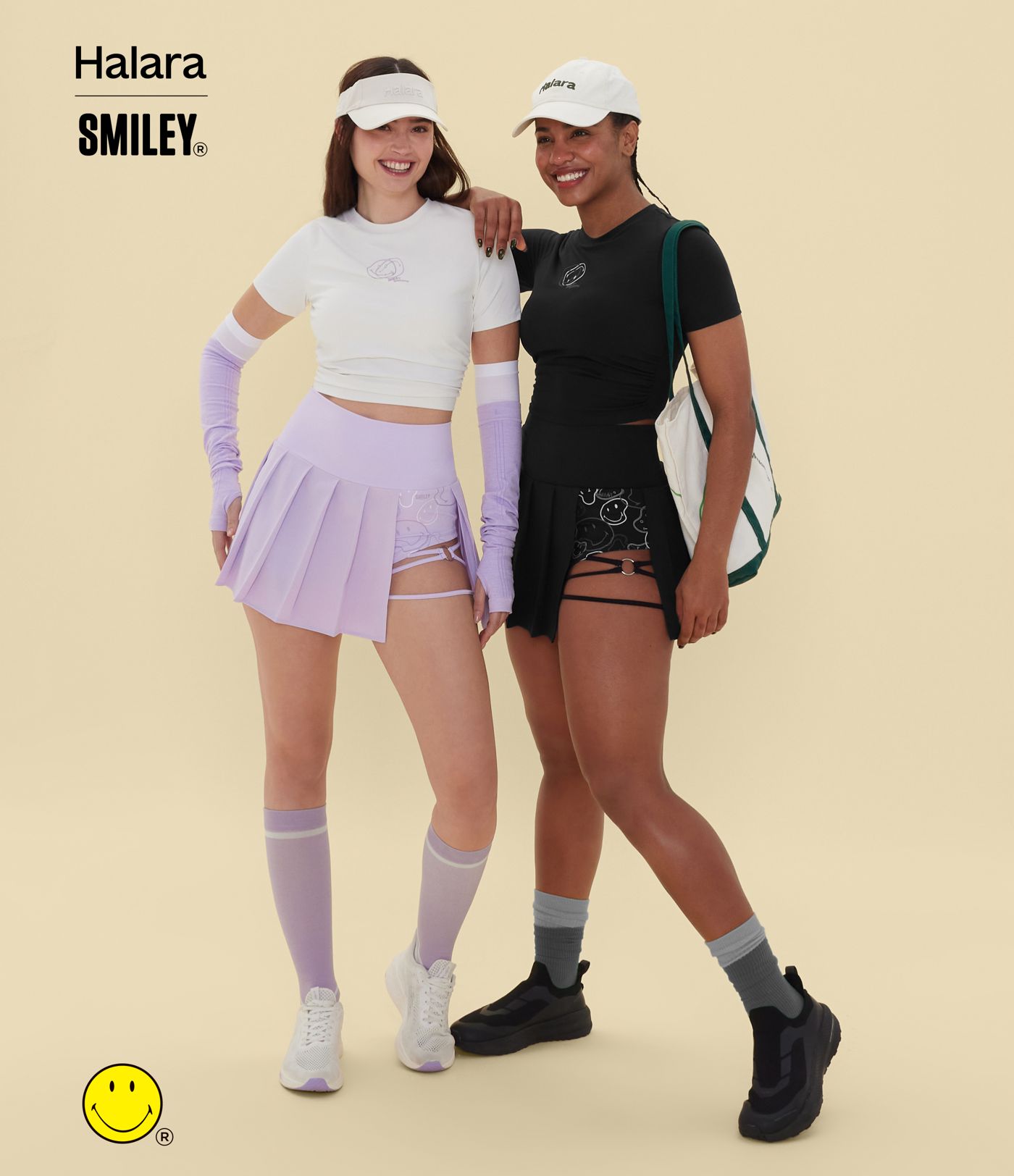 Halara X Smiley Breezeful™ High Waisted Pleated 2-in-1 Asymmetric Hem Quick Dry Mini Dance Skirt with Pockets