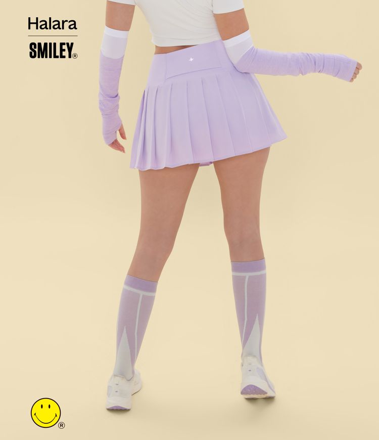 Halara X Smiley Breezeful™ High Waisted Pleated 2-in-1 Asymmetric Hem Quick Dry Mini Dance Skirt with Pockets