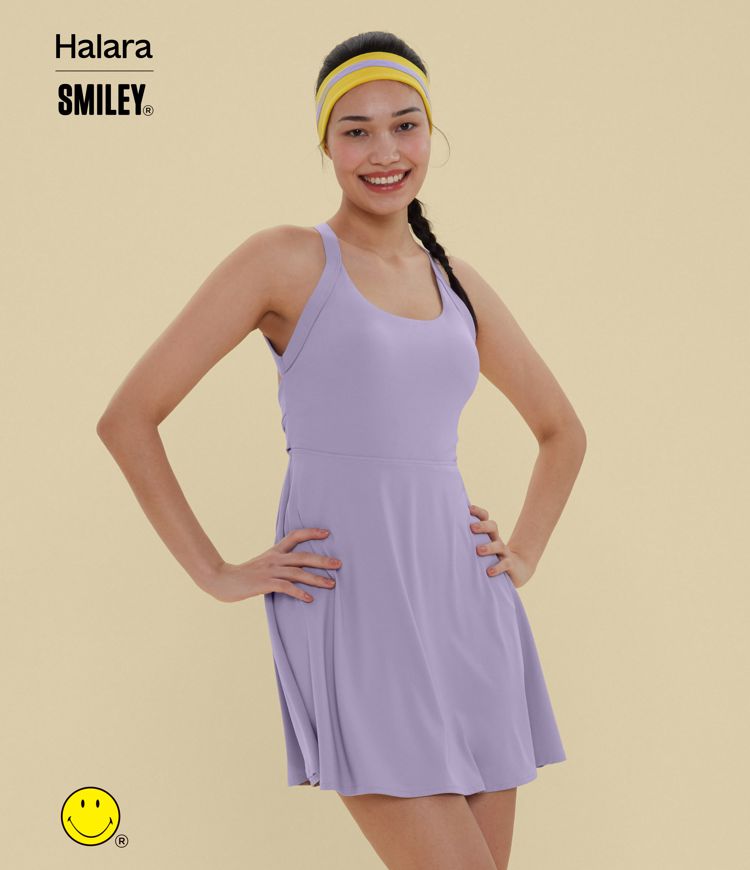 Halara X Smiley SoftlyZero™ Airy Backless Twisted Flare Dance Active Dress with Pockets-Longer Length-Easy Peezy Edition A-C Cups