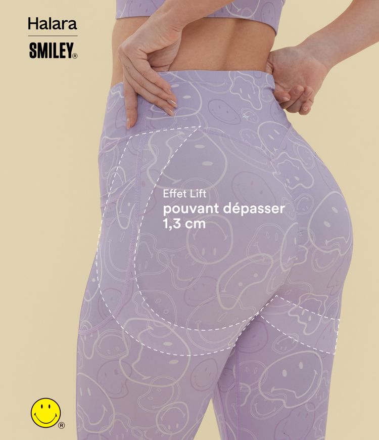 Legging de training bootcut Halara X Smiley® Halara UltraSculpt™ taille haute push-up froncé ventre plat avec poches