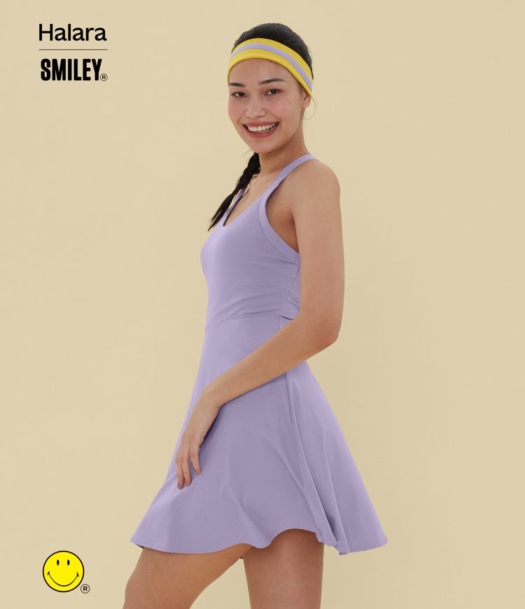 Halara X Smiley SoftlyZero™ Airy Backless Twisted Flare Dance Active Dress with Pockets-Longer Length-Easy Peezy Edition A-C Cups