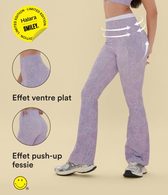 Legging de training bootcut Halara X Smiley® Halara UltraSculpt™ taille haute push-up froncé ventre plat avec poches
