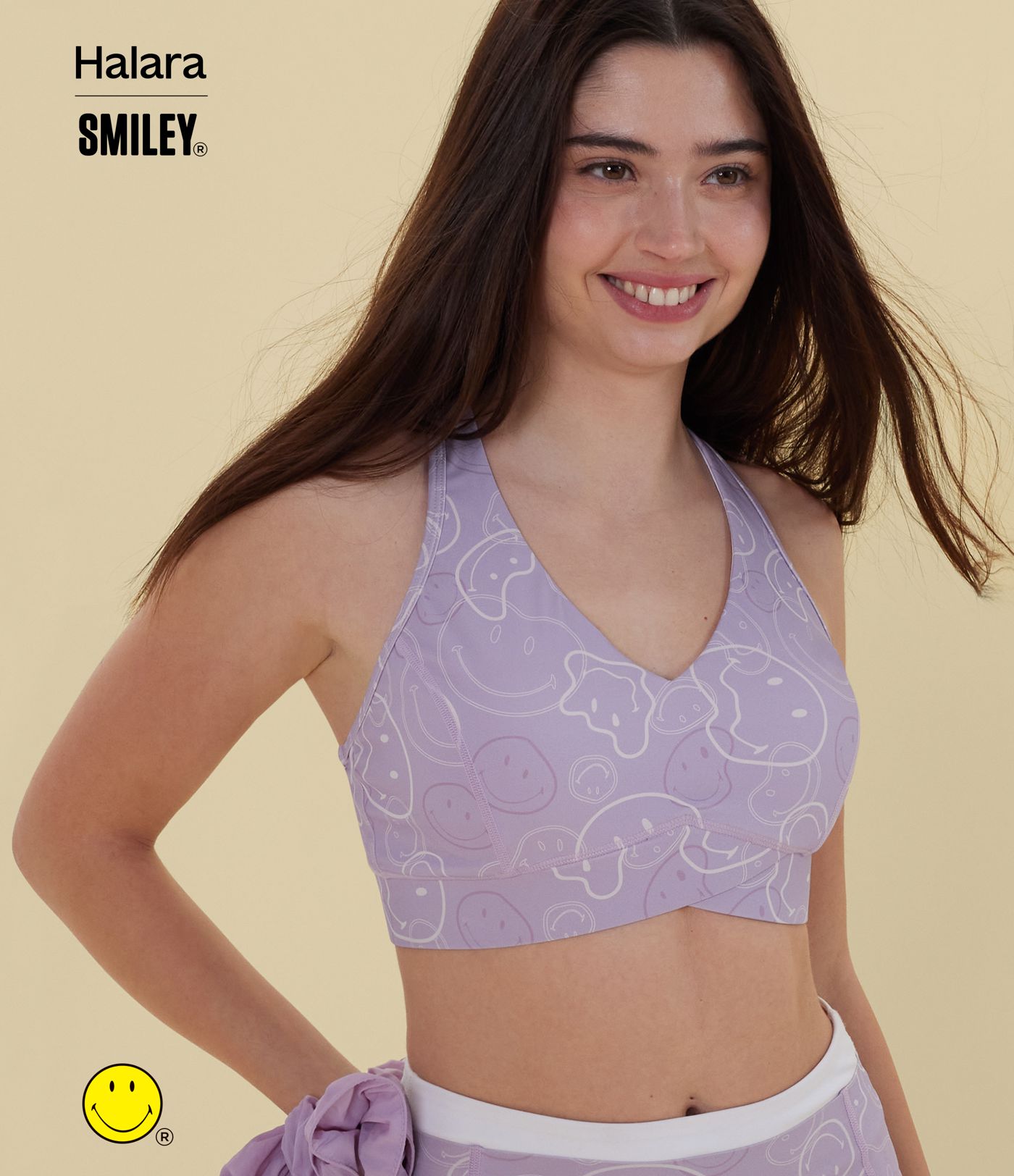 Halara X Smiley Halara UltraSculpt™ Medium Support V Neck Racerback Training Sports Bra