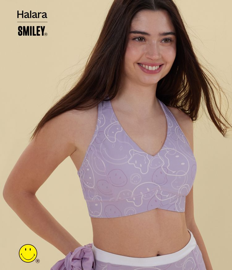 Halara X Smiley Halara UltraSculpt™ Medium Support V Neck Racerback Training Sports Bra