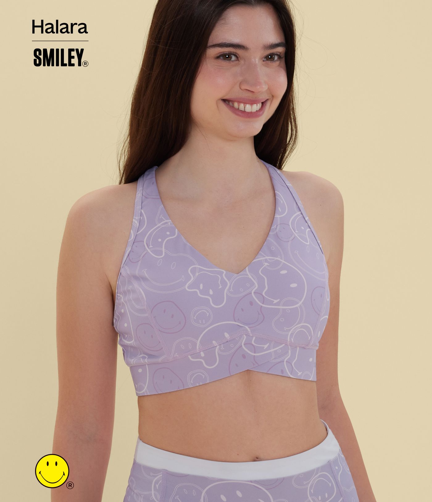 Halara X Smiley Halara UltraSculpt™ Medium Support V Neck Racerback Training Sports Bra
