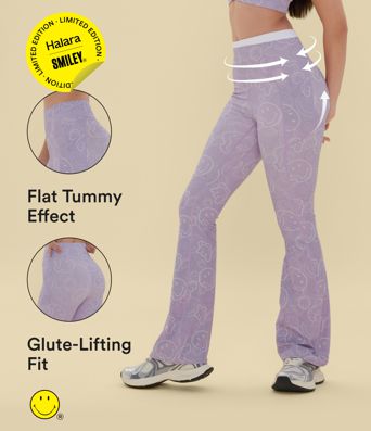 Halara X Smiley Halara UltraSculpt™ High Waisted Scrunch Butt Lifting Tummy Control Bootcut Training Leggings with Pockets