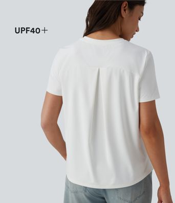 T-shirt décontracté à col rond et manches courtes - UPF40+