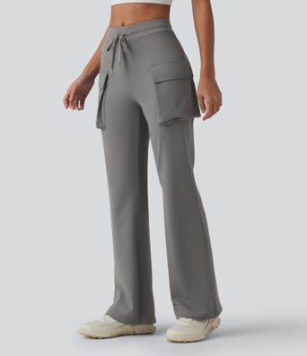 DayStretch Mid Rise Drawstring Bootcut Workout Pants with Pockets