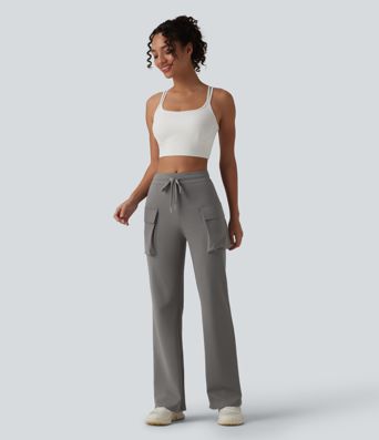 DayStretch Mid Rise Drawstring Bootcut Workout Pants with Pockets