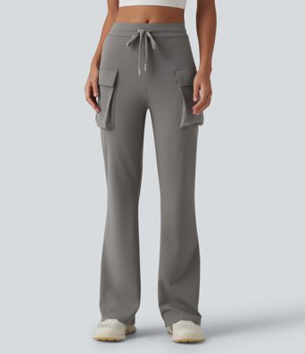 DayStretch Mid Rise Drawstring Bootcut Workout Pants with Pockets