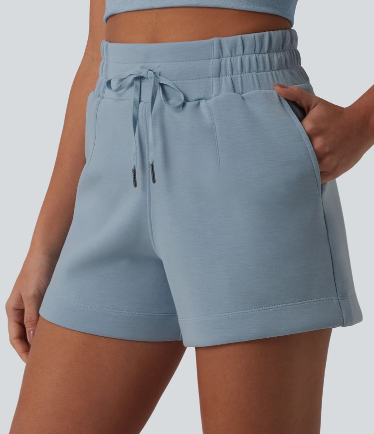 SpacerTek™ High Waisted Drawstring Casual Shorts 4'' with Pockets