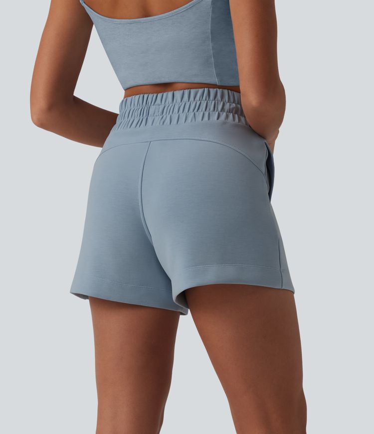 SpacerTek™ High Waisted Drawstring Casual Shorts 4'' with Pockets