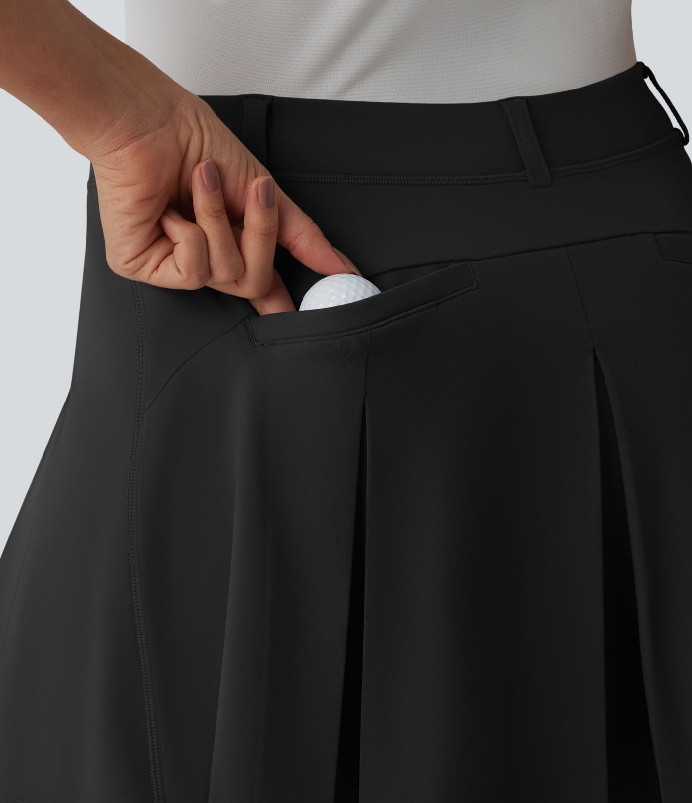 DayStretch Asymmetric Mid Rise 2-in-1 Pleated Mini Golf Skirt with Pockets