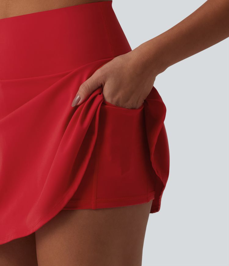 SoftlyZero™ Airy High Waisted Tummy Control 2-in-1 Cool Touch Mini Tennis Skirt with Pockets-UPF50+