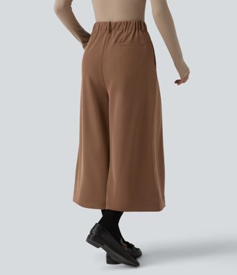 Halara Flex™ - Plissierte Bürohose mit hohem Bund, Seitentaschen und weitem Bein