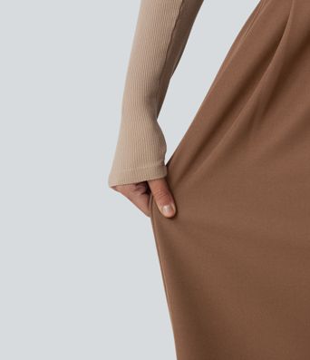 Halara Flex™ - Plissierte Bürohose mit hohem Bund, Seitentaschen und weitem Bein