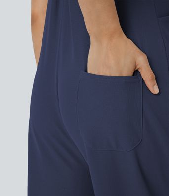 Pockets Waffle Casual Overalls