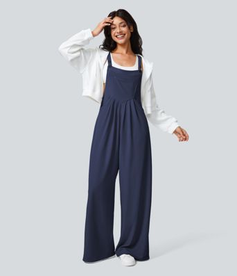 Pockets Waffle Casual Overalls