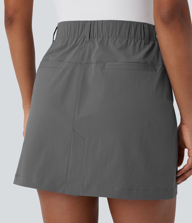 High Waisted Zipper Pocket A Line Mini Golf Skirt